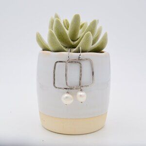 Silver pearl earrings